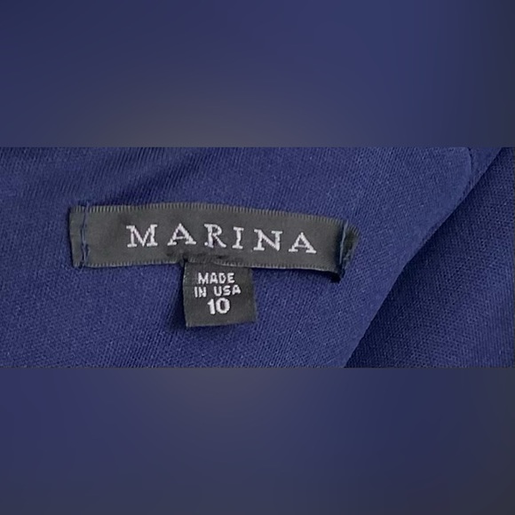 NWT Marina Sleeveless Navy Jumpsuit W Decorative Shoulder Bow Style# 262979 - Picture 4 of 8